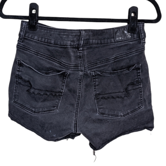American Eagle Super Super Stretch High Waist Black Jean Shorties Size 8 🖤 - Picture 4 of 11